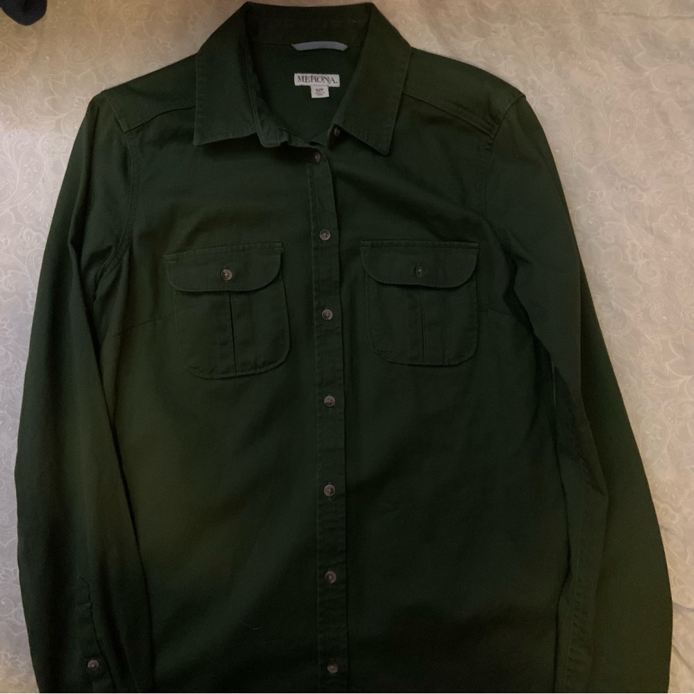 green button up | merona